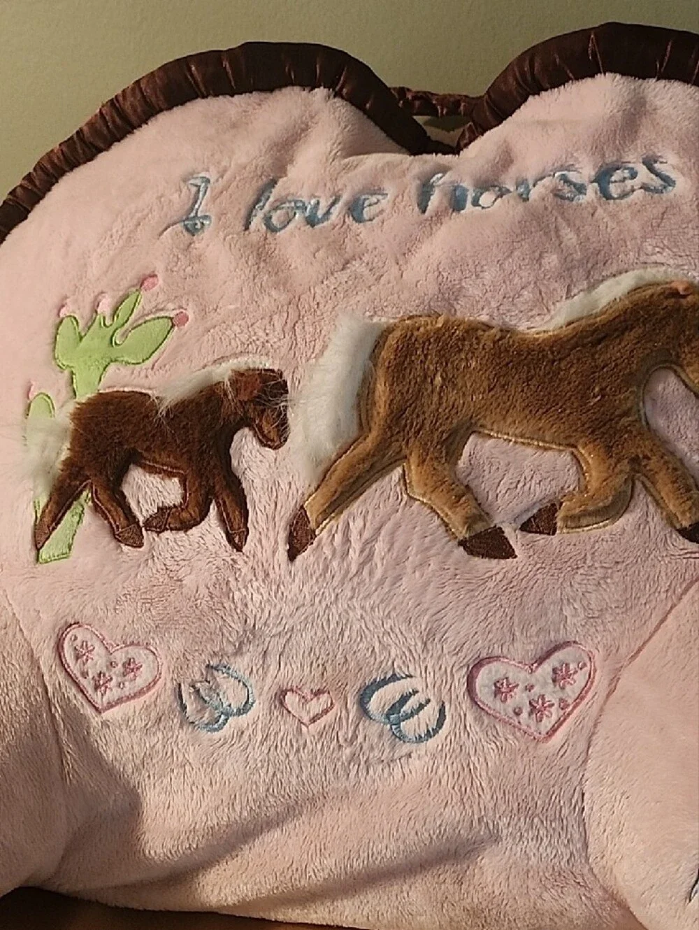 Pink 'I Love Horses' Plush Back Rest Pillow